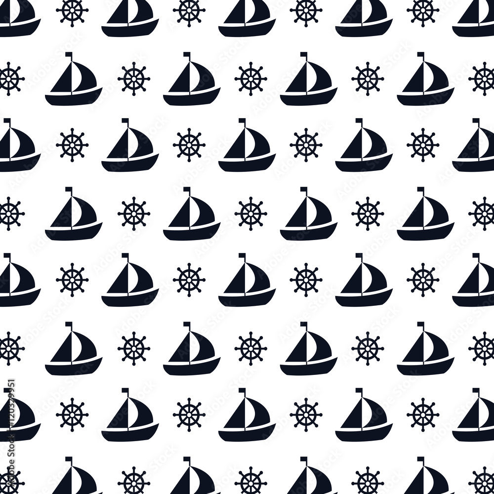 sailboat ship. nautical boat with flag background. vector illustration