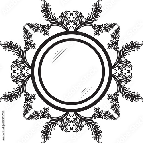 Vintage Retro Round Vector frames. Rich carved ornaments. Black and white decorated work-frame