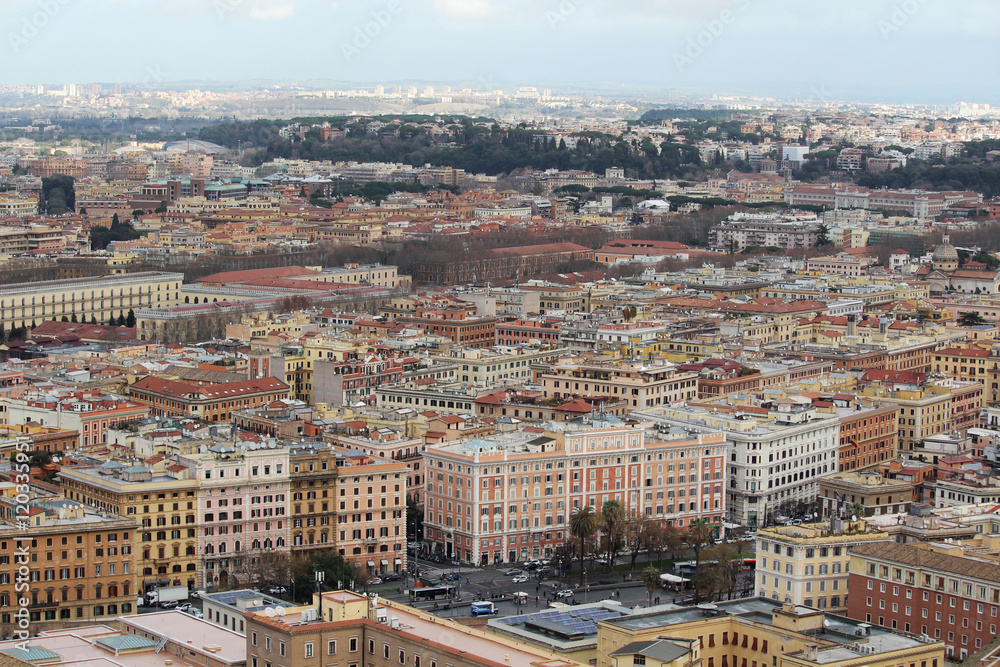 View from the cupola of Vatican Saint Peter's Cathedral 