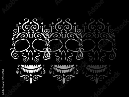 Skull vector background for fashion design, patterns, tattoos, day of the dead