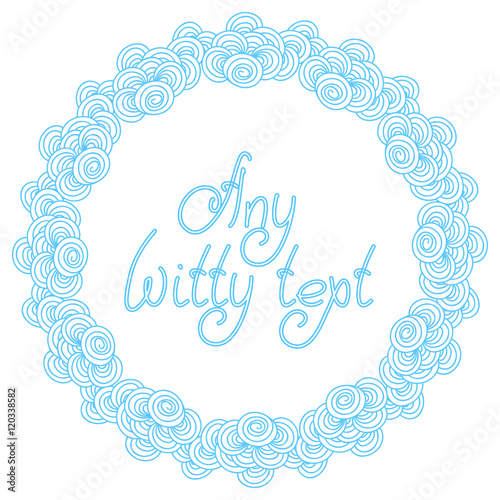 Cute funny background cloud pattern border frame isolated on the white fond. With space for invitations or different events greeting cards text. Vector illustration