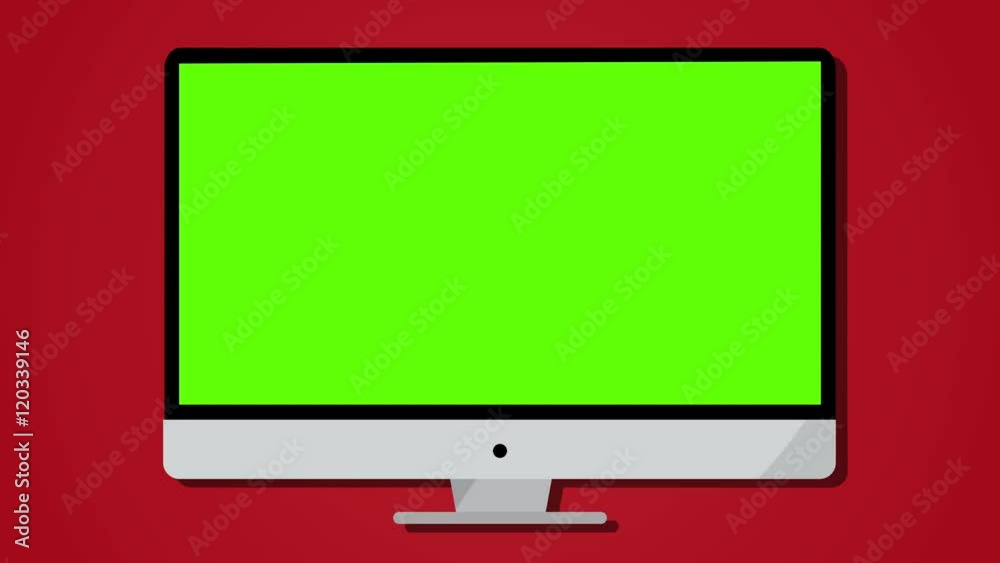 Computer monitor desk top animation with static in to green screen, keyable Computer monitor desk top animation with static in to green screen, keyable