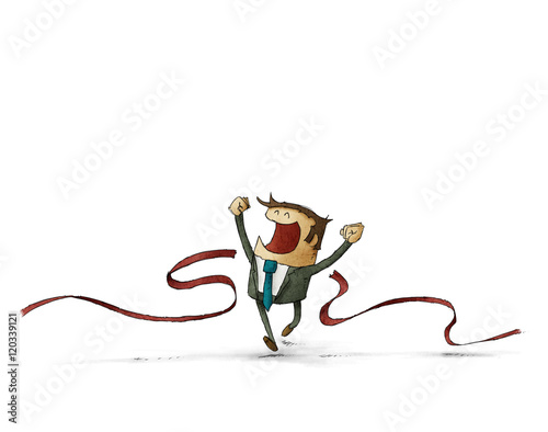 businessman crossing the finish line