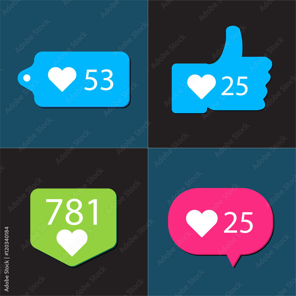Social pictogram Counter Notification Icons collection Social pictogram Counter Notification Icons collection