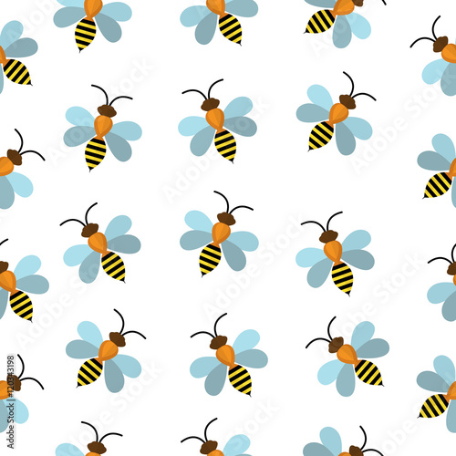 Bees seamless texture. Bees background wallpaper. Vector illustration