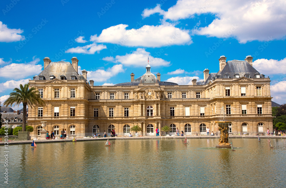 PARIS, FRANCE, View on Luxembourg Palace in Luxembourg Gardens.