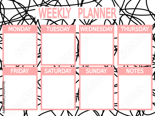 cute black pink vector printable weekly planner

