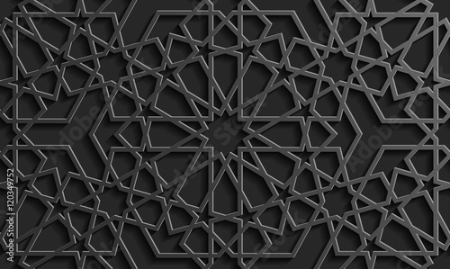 Seamless islamic pattern 3d . Traditional Arabic design element.