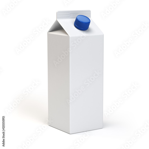 Milk or juiice blank white carton pack Isolated on white.