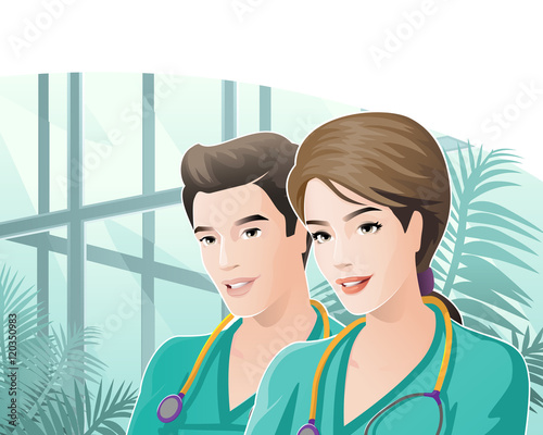 health and medical / young doctors at hospital 