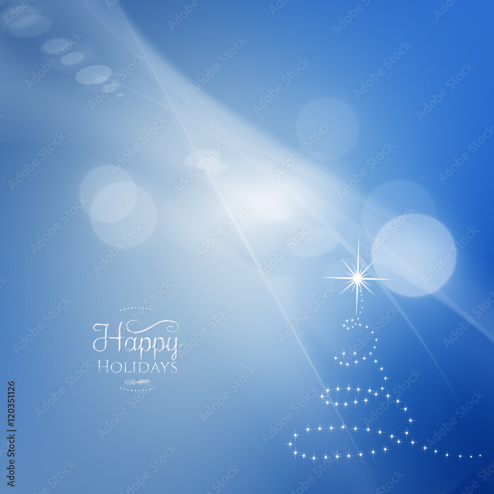 Blue Christmas background with Christmas tree