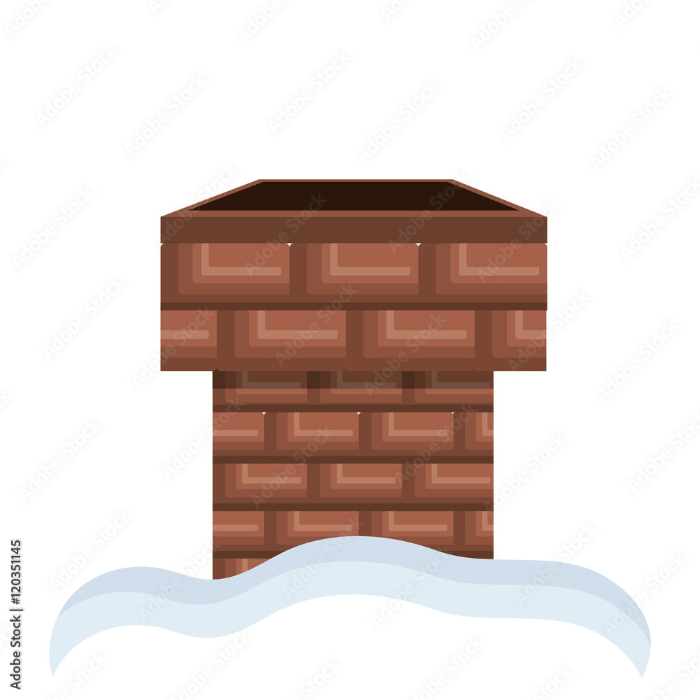 chimney of bricks with white snow. house element. vector illustration chimney of bricks with white snow. house element. vector illustration