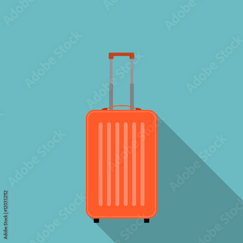 Orange suitcase flat icon vector