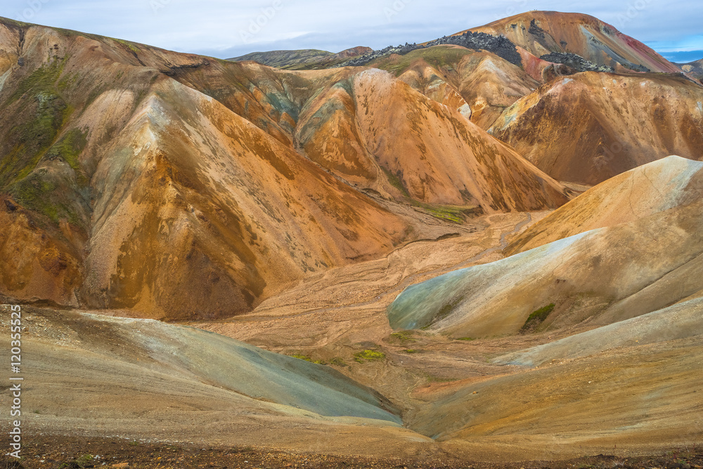 Landmannalaugar colorful  mountains in Iceland, summer time