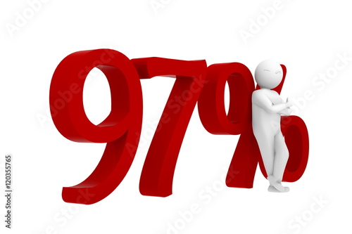 3d human leans against a red 97%