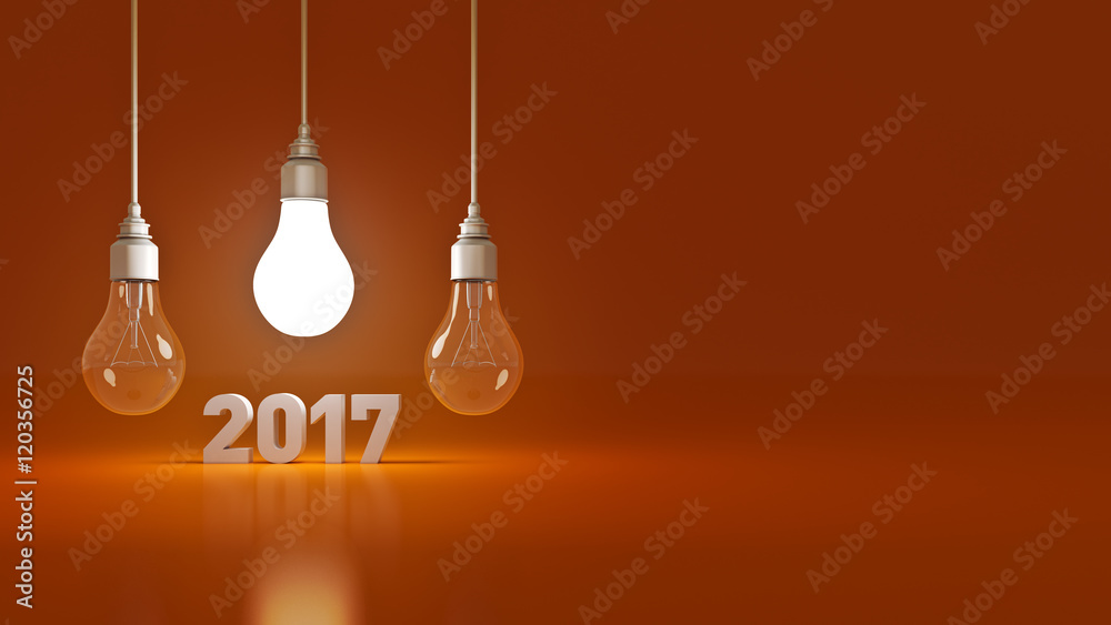 2017 New Year sign inside light bulbs. 3D rendering 2017 New Year sign inside light bulbs. 3D rendering