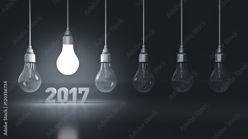 2017 New Year sign inside light bulbs. 3D rendering 2017 New Year sign inside light bulbs. 3D rendering