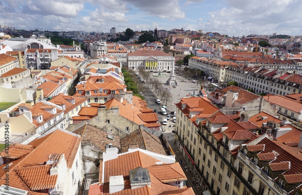 Scenic view over the roofs of Lisbon, the capital of Portugal
