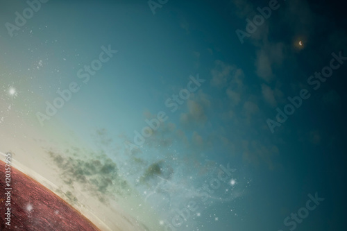 Planet / View of sky and clouds with planet. Digital retouch.