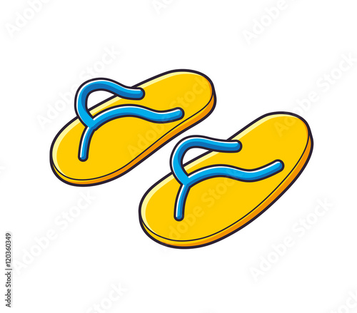 Yellow flip-flops thongs slippers icon isolated.
