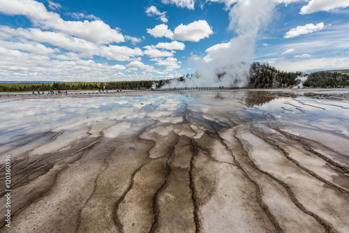 Wallpaper Mural Wide angle closeup of bacterial patterns in the Grand Prismatic Spring in the Midway Geyser Basin of Yellowstone National Park, Wyoming Torontodigital.ca