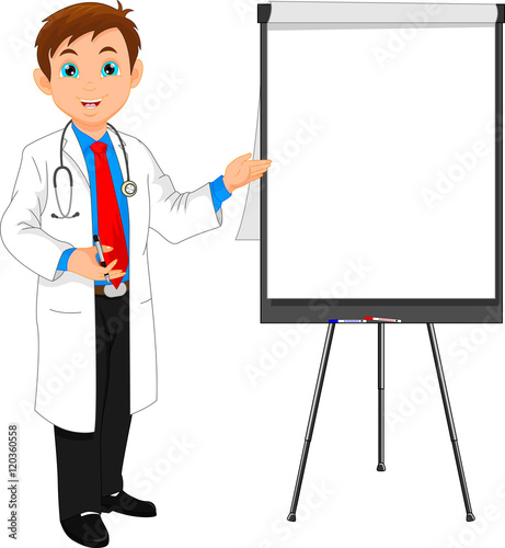 young doctor and blank sign