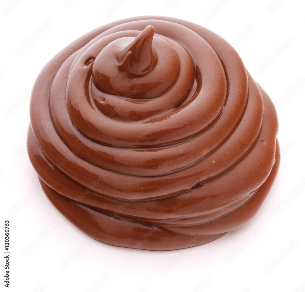 Chocolate cream swirl isolated on white background cutout Chocolate cream swirl isolated on white background cutout