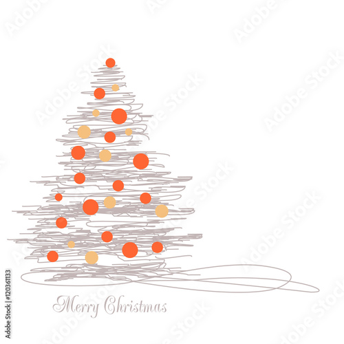 Vector Christmas tree with red balls