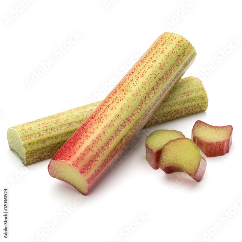 rhubarb stem isolated on white background cutout