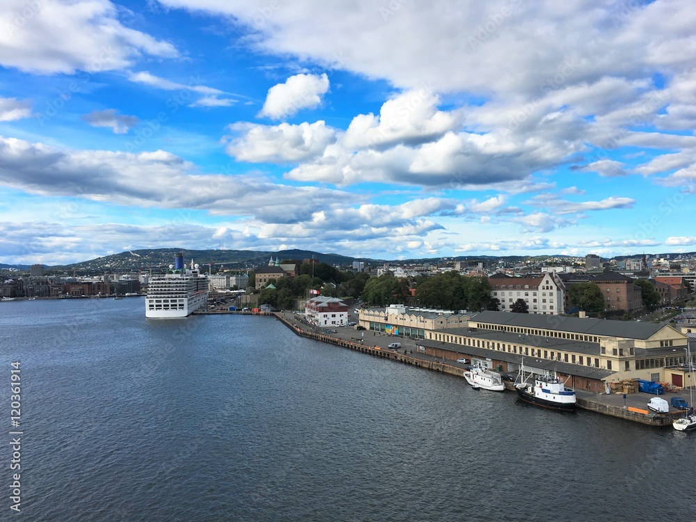 Obraz premium Oslo, the capital of Norway. Photo taken from the fjord in 