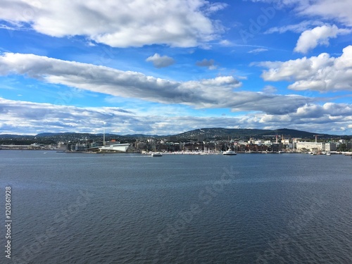 Oslo  the capital of Norway. Photo taken from the fjord in  northern  direction