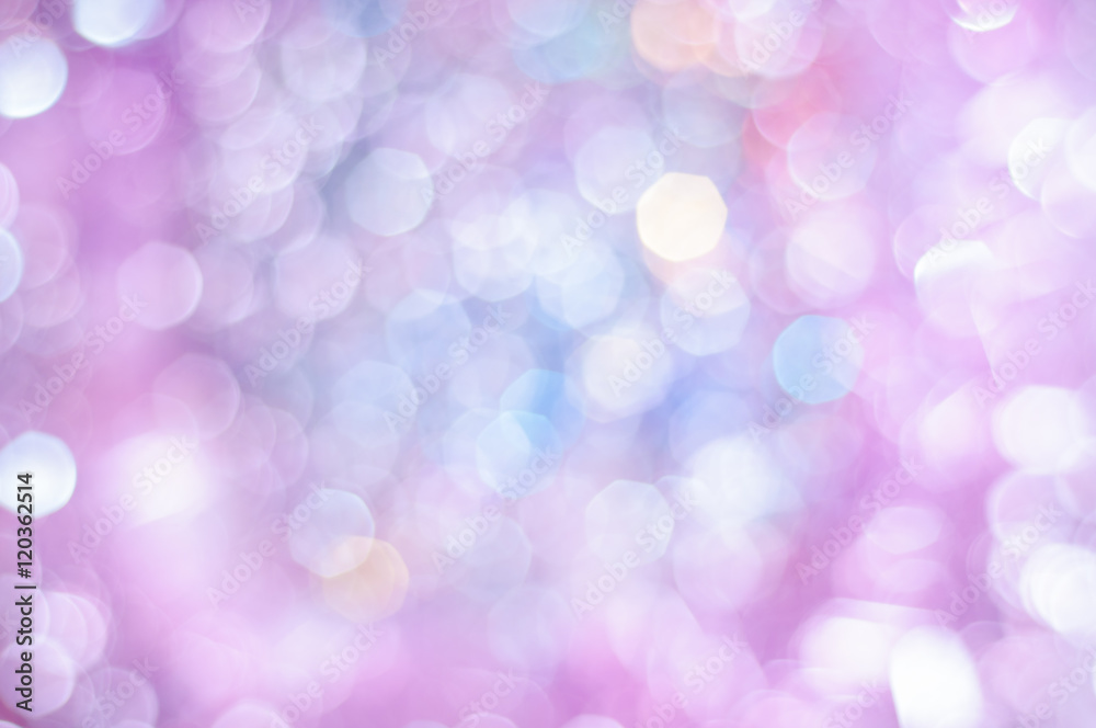 Fototapeta premium Blurred pale lilac and blue background with bokeh lights