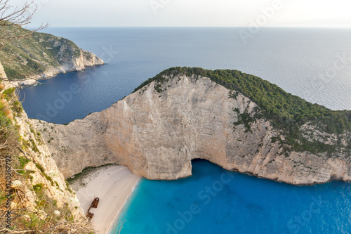 Blue waters of Navagio Shipwreck beach, Zakynthos, Greece