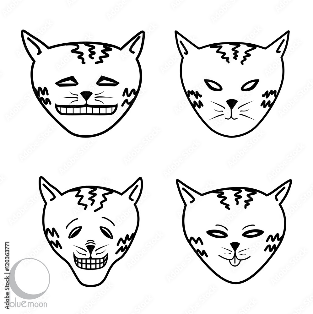 black and white cat face expressions
