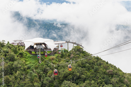 Cable car at view point of Langkawi Sky Bridge in Langkawi, Mala