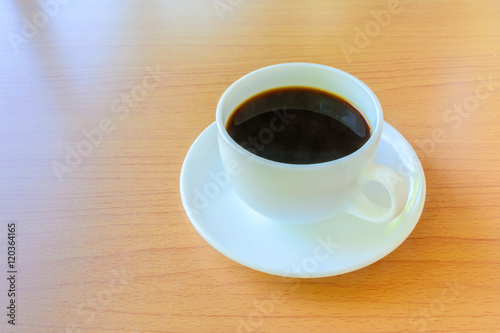 Black coffee in white cup