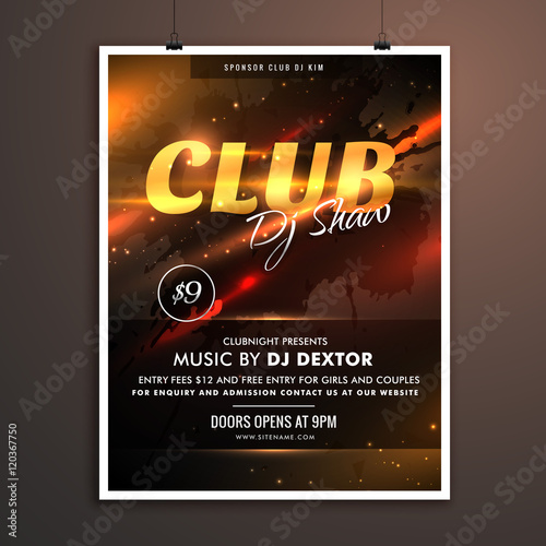 club part promotional template with event details