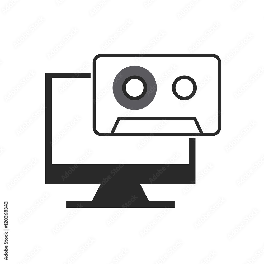 monitor computer with button audio menu vector illustration design monitor computer with button audio menu vector illustration design