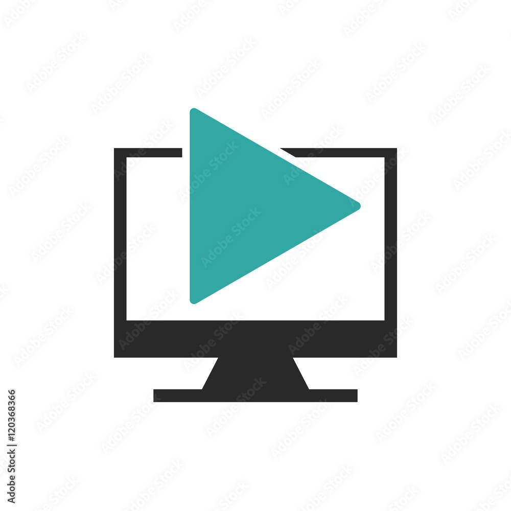monitor computer with button audio menu vector illustration design