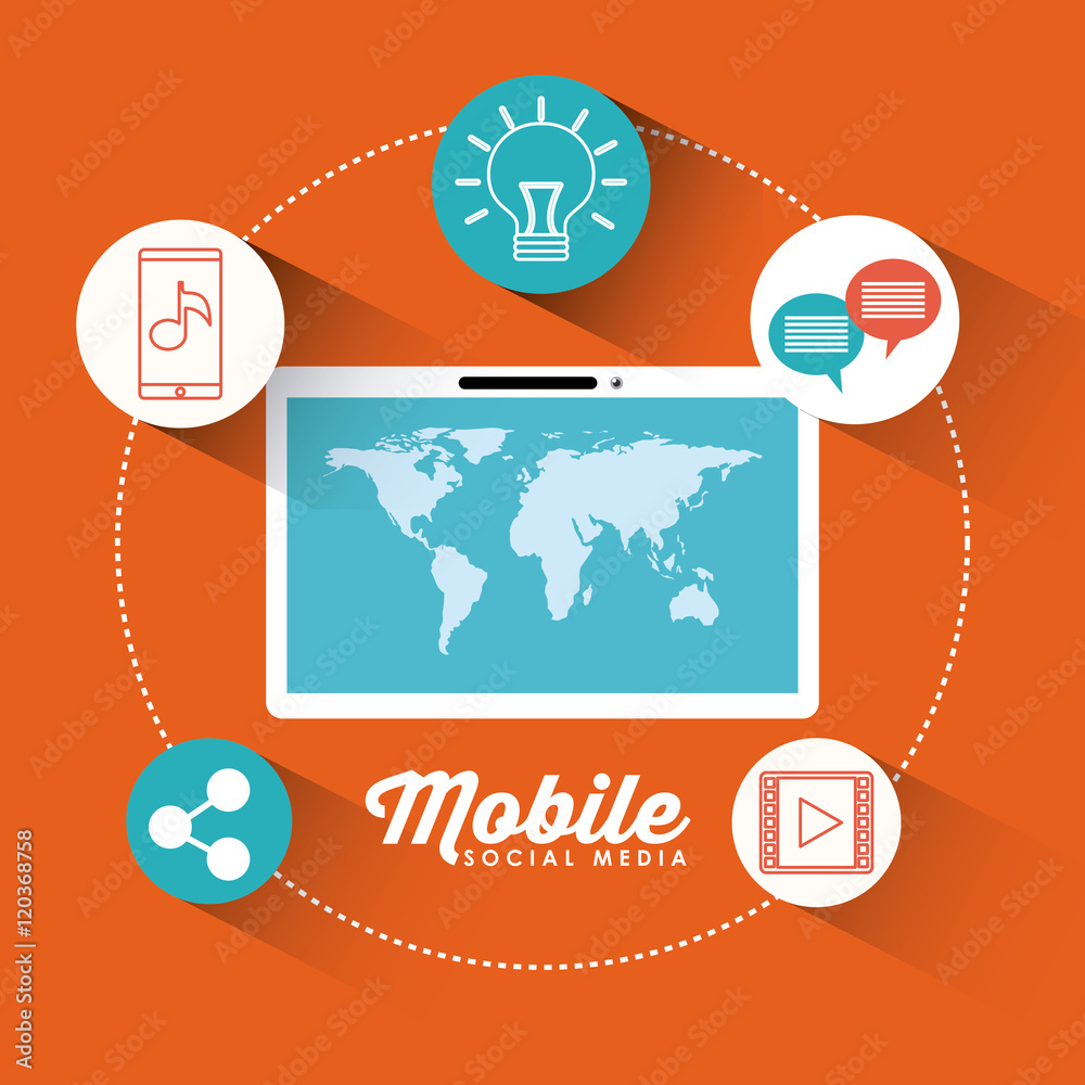 mobile social media flat icons vector illustration design mobile social media flat icons vector illustration design