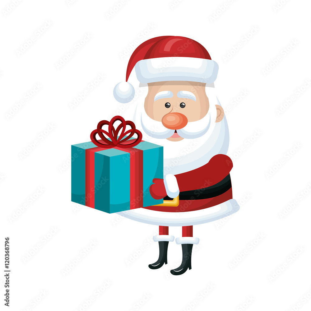 santa claus cartoon with gift box. christmas season symbol. vector illustration santa claus cartoon with gift box. christmas season symbol. vector illustration