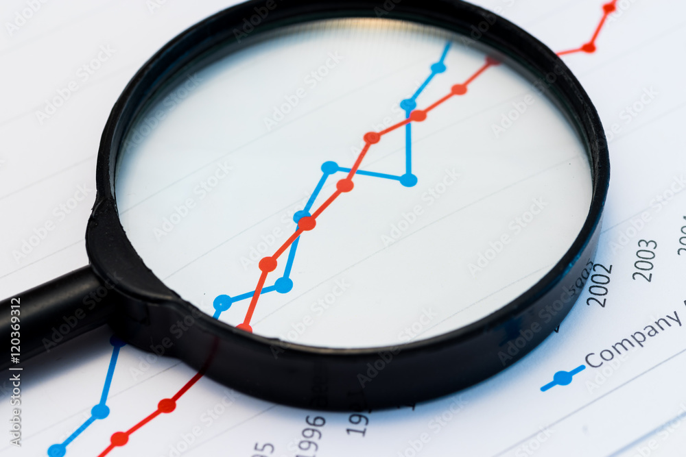 Business Analysis Image - magnifying glass on graphs and spreadsheet Business Analysis Image - magnifying glass on graphs and spreadsheet