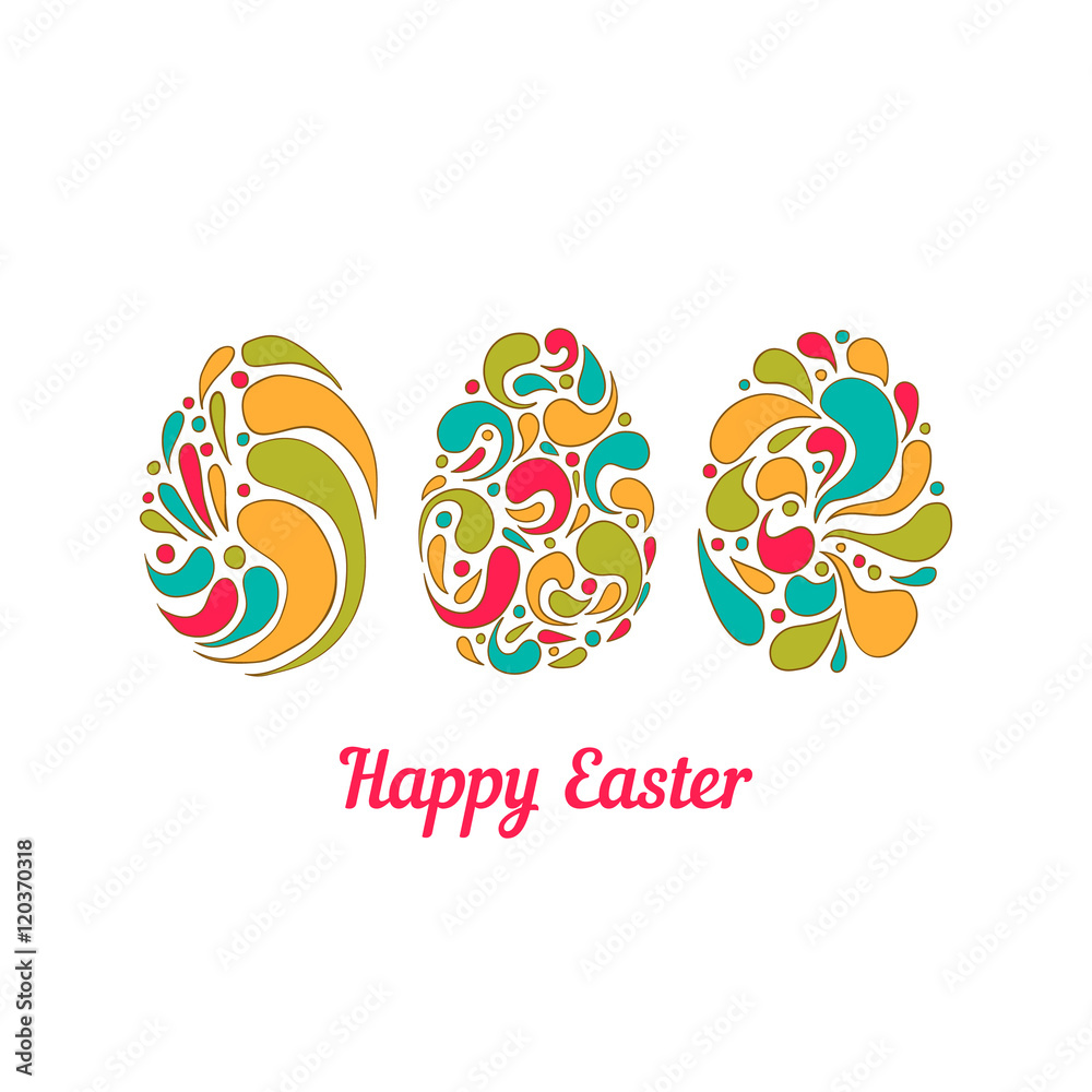 Greeting card with doodle full color easter eggs Greeting card with doodle full color easter eggs