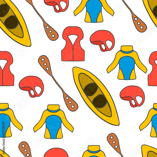 seamless pattern with equipment for kayaking-6