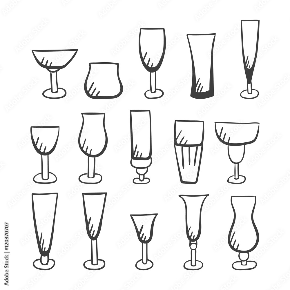 Set of doodle vector stemware-2