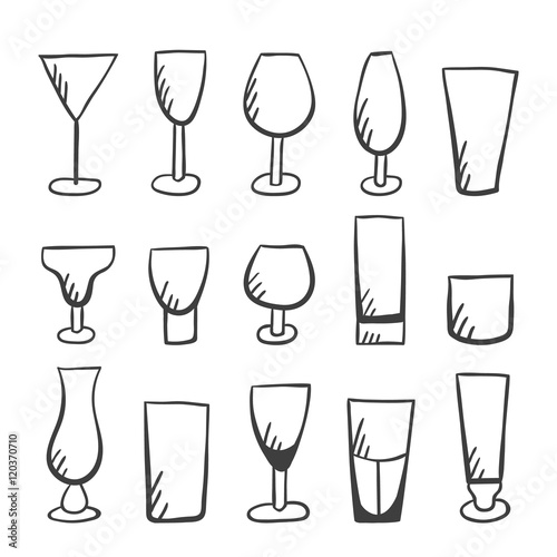 Set of doodle vector stemware