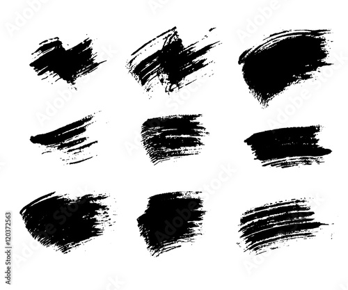 Grunge brushes texture white and black set. Sketch abstract to create distressed effect. Overlay distress dirty design. Stylish template modern background. Smear prints. Vector illustration