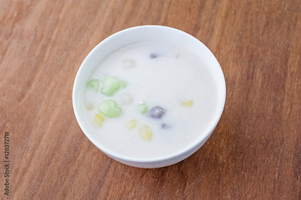 Rice flour ball in sweet coconut milk with coconut , Bua Loi Thai dessert Rice flour ball in sweet coconut milk with coconut , Bua Loi Thai dessert