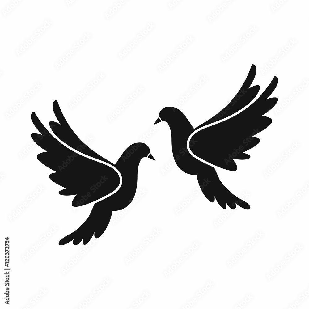 Wedding doves in simple style isolated on white background vector illustration Wedding doves in simple style isolated on white background vector illustration