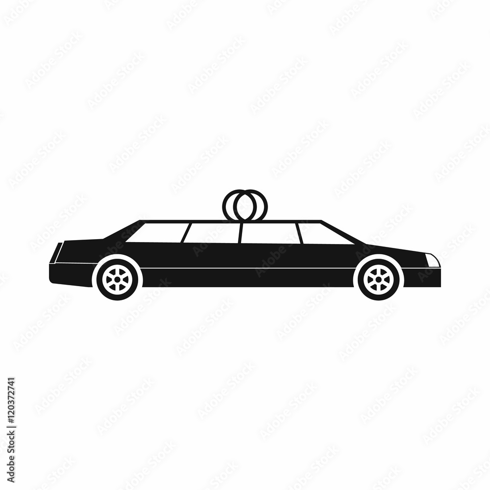 Wedding car decoration in simple style isolated on white background vector illustration